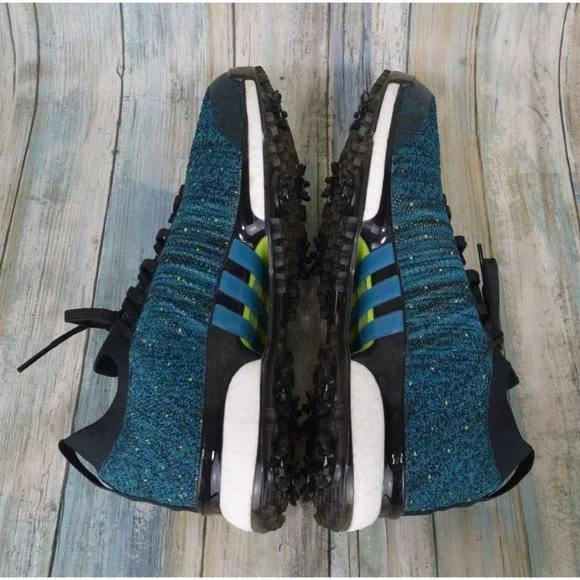 Adidas Tour360 XT PrimeKnit PK Golf Shoes Men's Size 10 Black Teal Cleats F35407
